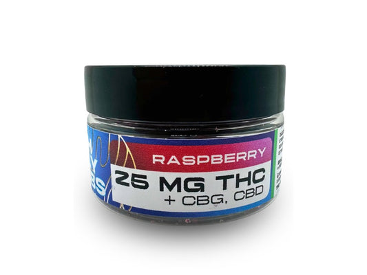 Bombas de baño de gelatina con THC, 5 unidades, frambuesa