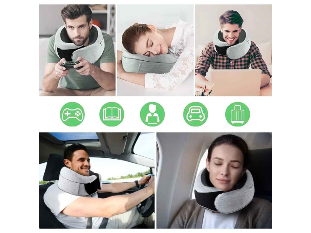 Almohada cervical de viaje de espuma viscoelástica en forma de U