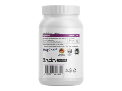 BrainMax Performance Magnesio 1000 mg (Magnesio + Vitamina B6) 100 cápsulas